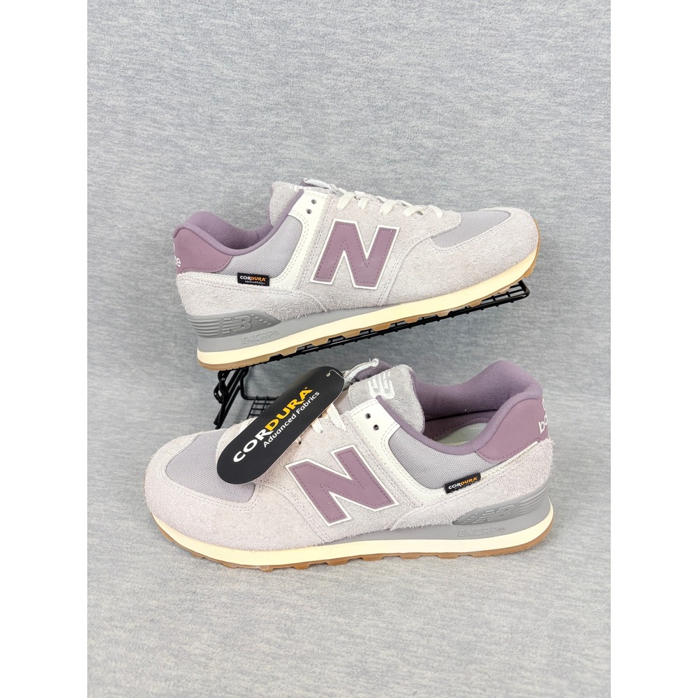 New Balance 574 Sneakers Womens 13.5 M Grey Purple Gum Sole Lifestyle Cordura